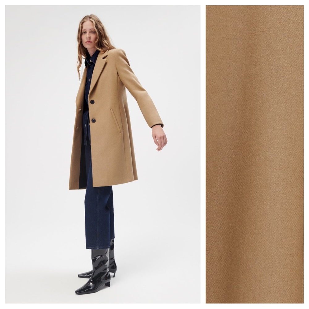 NWT. Zara Camel Menswear Style Wool Blend Coat. Size XS.